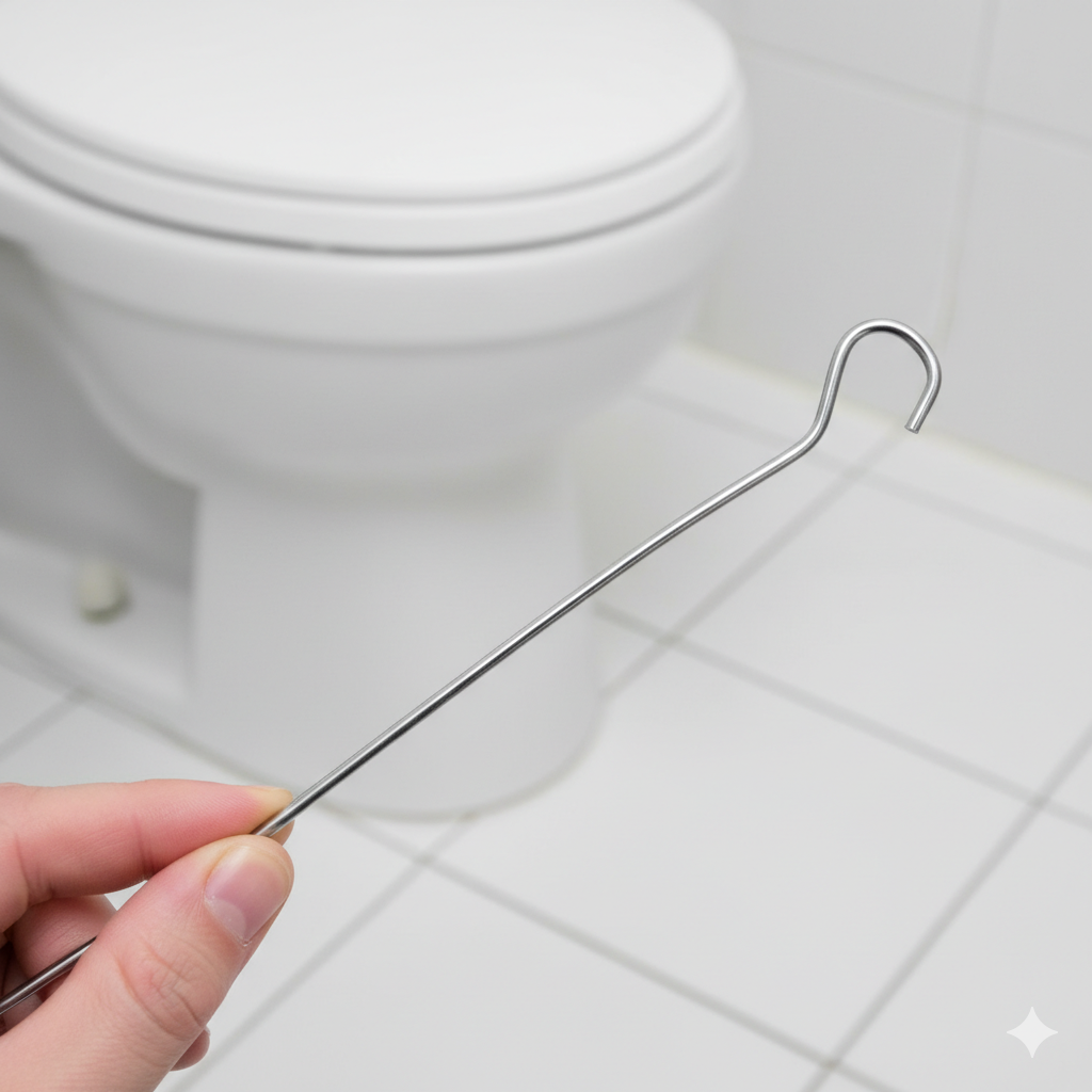 Le cintre métallique pour WC bouchés