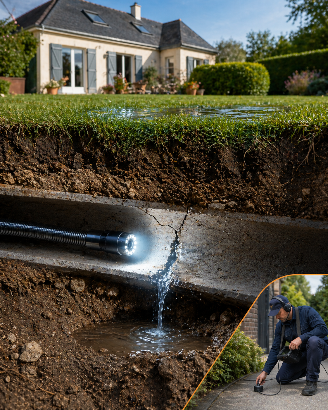 Recherche de fuite d'eau par caméra et inspection